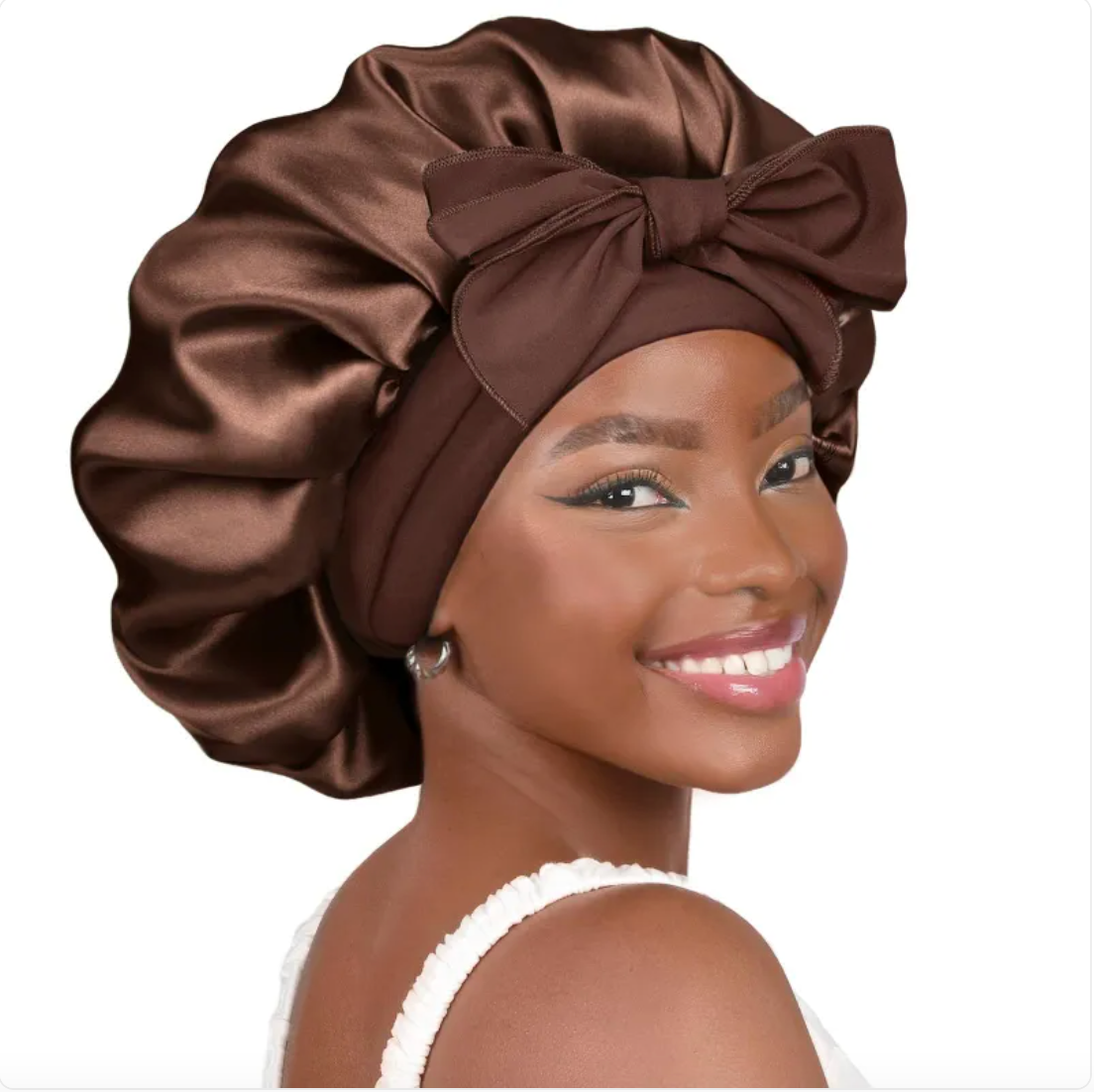 Double-Layer Bow Wide-Brimmed Hair Care Hat – Shower Cap & Hair Wrap for Women