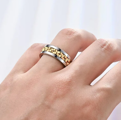 Stainless Steel Spinner Fidget Ring – Anti-Stress Spinning Band