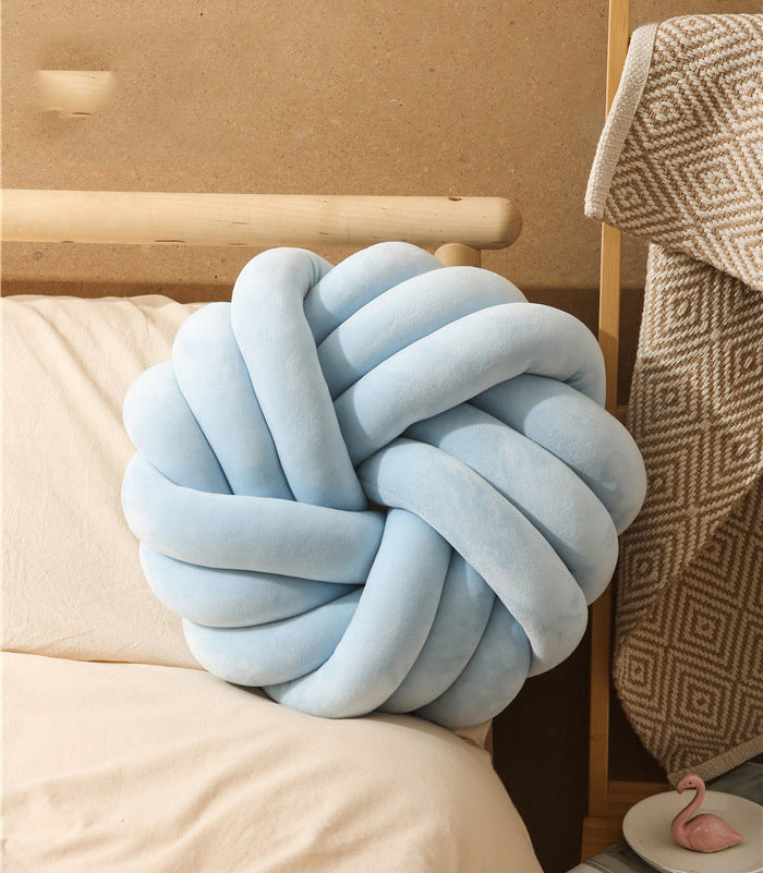 Coussin boule nouée nordique | Oreiller décoratif en peluche | 10 coloris | 35×35cm