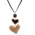 Double Black Heart Pendant Necklace