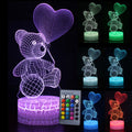 3D LED Herz-Bär Nachtlicht für Kinderzimmer-Dekoration