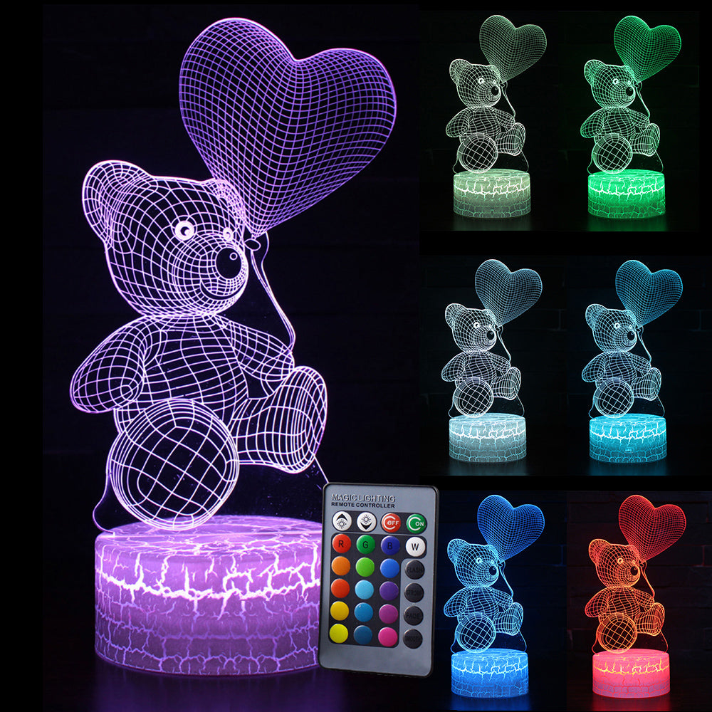 3D LED Herz-Bär Nachtlicht für Kinderzimmer-Dekoration
