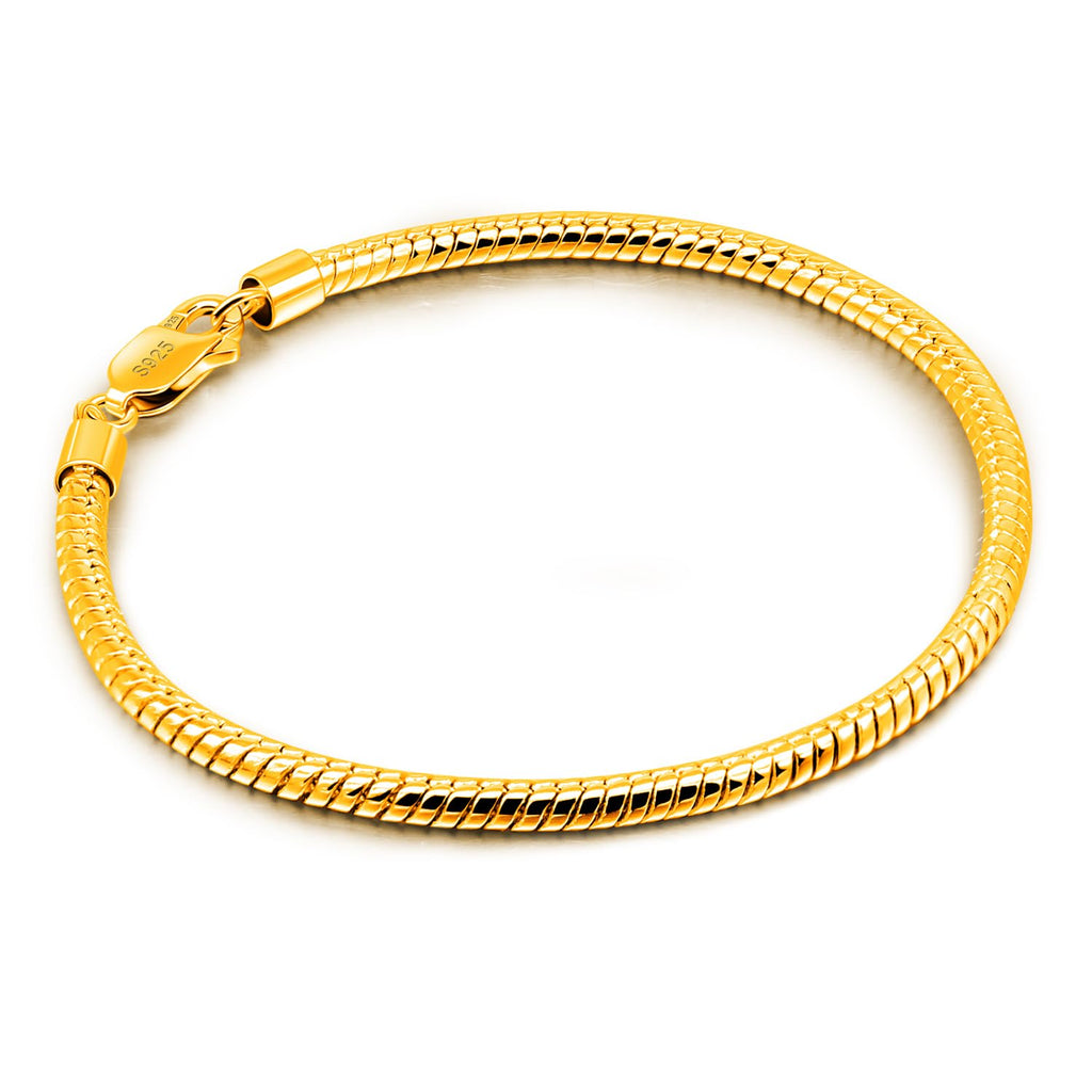 Dankadi 3mm Snake Chain Bracelet in 925 Sterling Silver