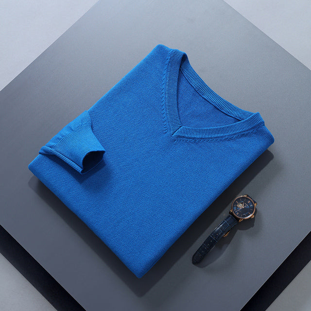 Men's Cashmere-Blend V-Neck Sweater
