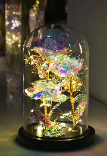 Decorative Rose Under Glass Dome