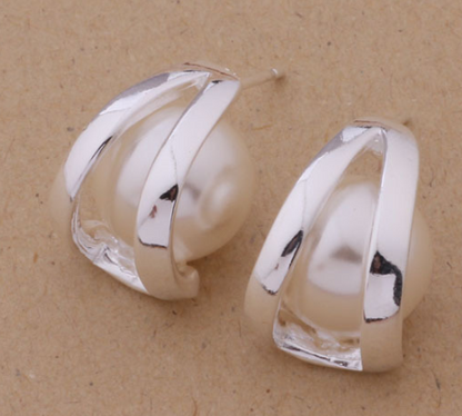 925 Silver Pearl Stud Earrings for Women