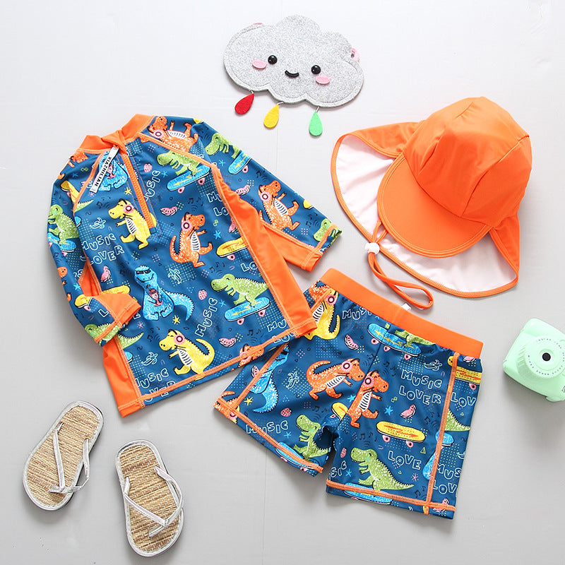 Boys' Dinosaur Swimwear Set with Hat