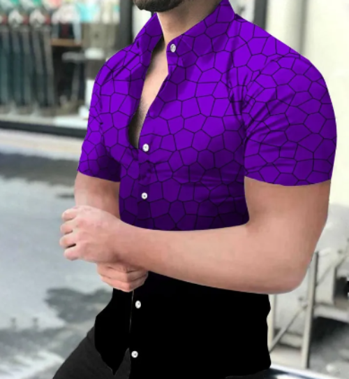 Herren 3D-Druck Hemd | Top mit gewagtem Grafikdesign und kurzen Ärmeln