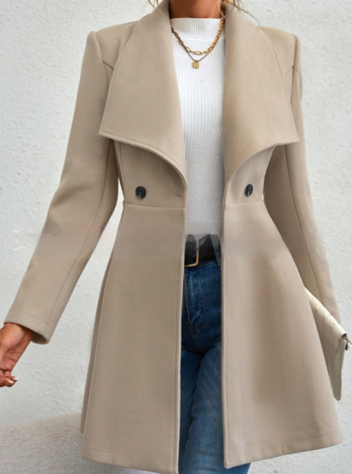 Damen Slim Fit Reversmantel | Eleganter langer Wintermantel