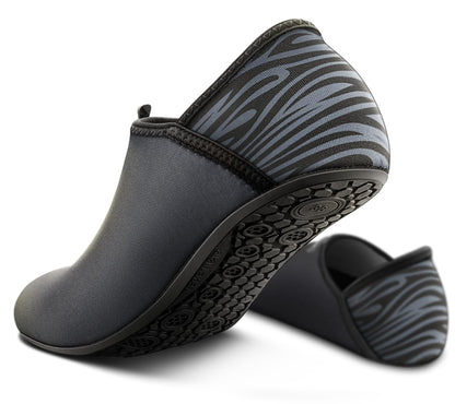BULLIANT Women Water Shoes MenBarefoot Sock Slippers Slip on Beach Shoes Yoga Exercise Shoes Quick Dry(Black/Mist Grey-6 Women/4 Men)