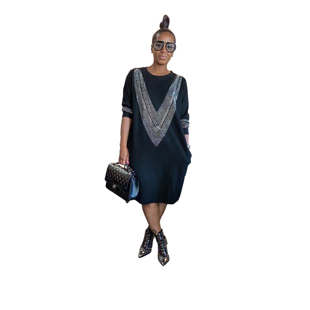 Women’s V-Neck Loose-Fit Dress