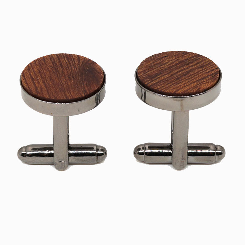 Wooden Cufflinks for Men – Geometric Natural Wood Shirt Cufflinks in Brown