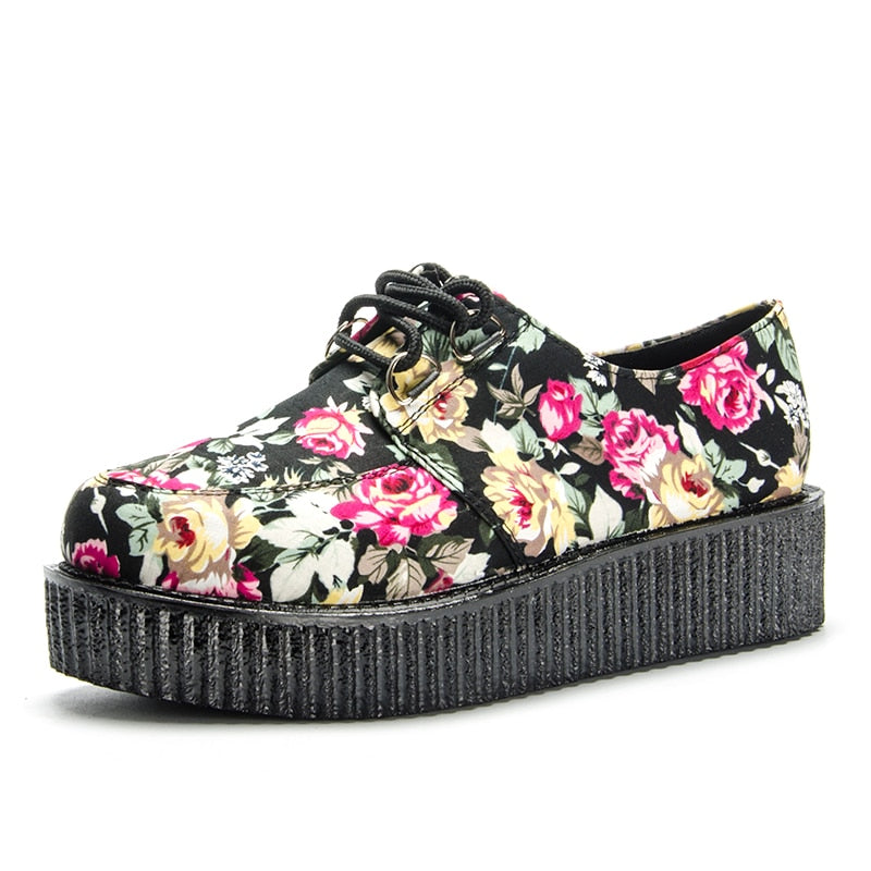 Women's Star Design Flat Platform Leather Shoes