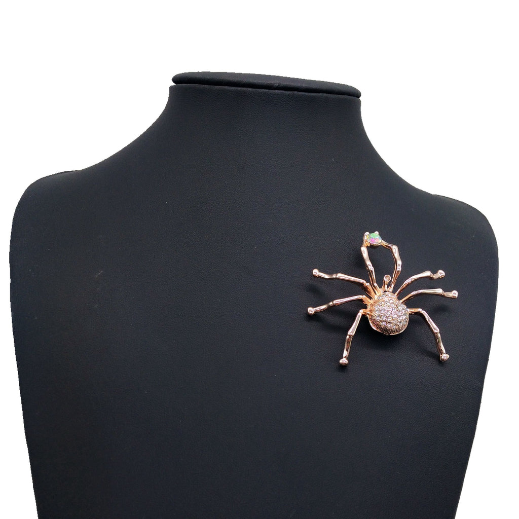Gem-Effect Spider Brooch
