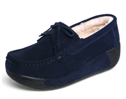 Damen Keilabsatzschuhe aus echtem Leder | Schnür-Plateau-Freizeitschuhe