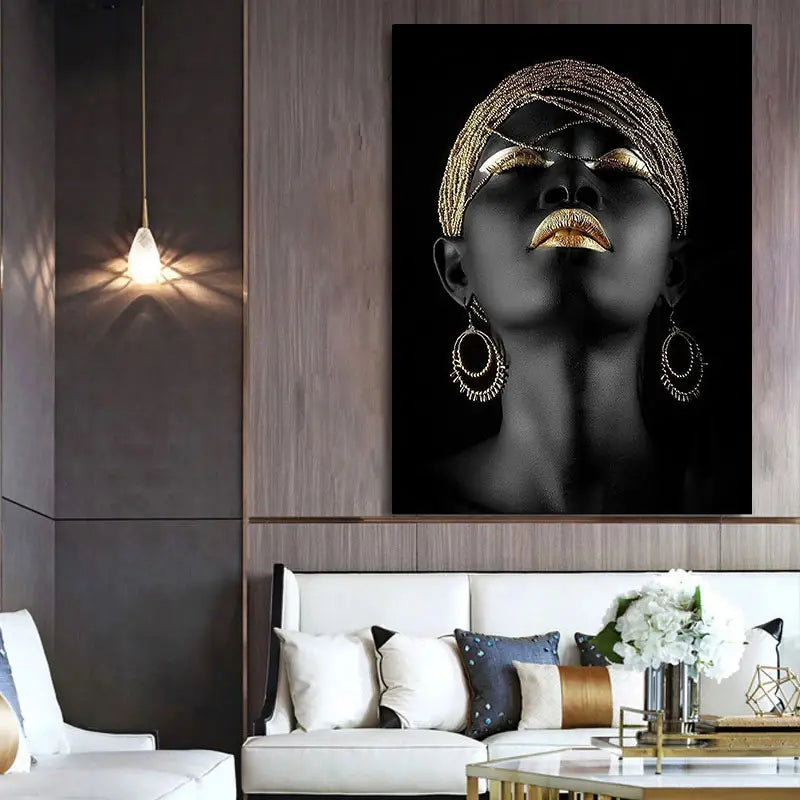 Schwarzes Kunstleinwandbild-Poster für Wohnzimmerdeko