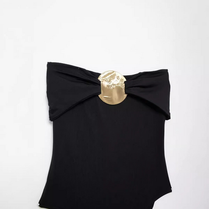 Women's Swimsuit with Gold Metal Accent