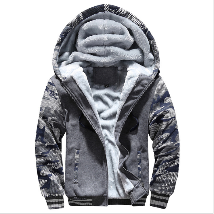 Fleece-Lined Camouflage Zip Hoodie