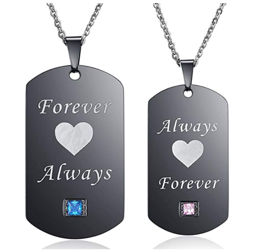 Titanium Steel Crown Couple Necklace