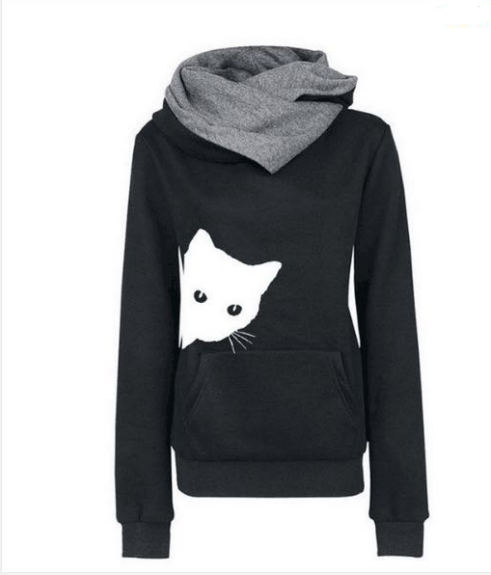 Cat Print Hoodie Sweatshirt
