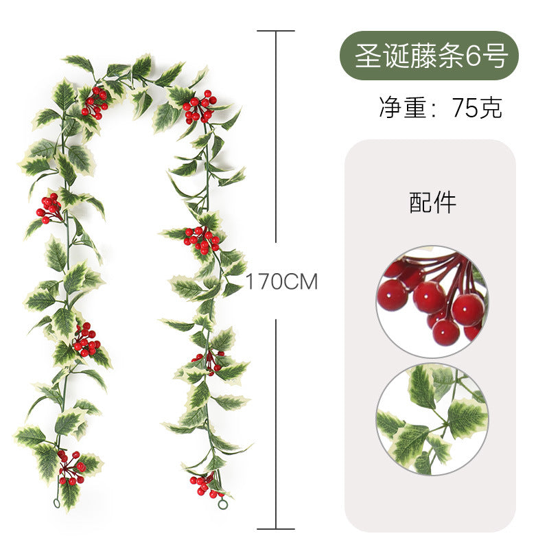 Christmas Berry Vine Garland – Artificial Red Berry Wall Decor
