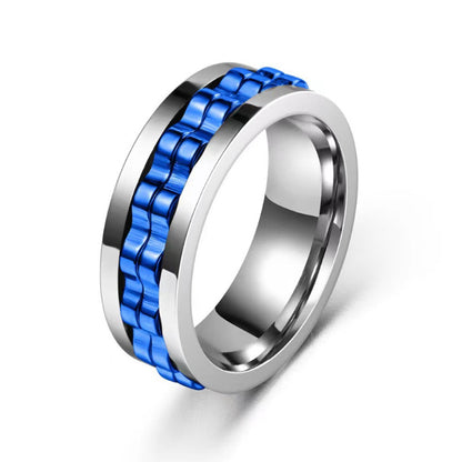Stainless Steel Spinner Fidget Ring – Anti-Stress Spinning Band