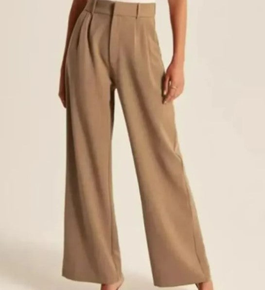 Pantalon décontracté taille haute ample pour femme