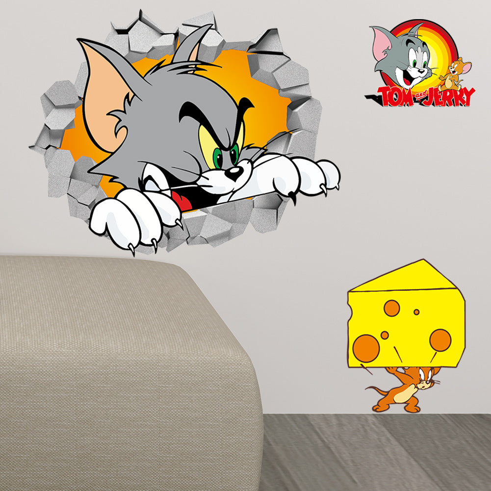 3D Katzen- und Maus-Wandsticker für Kinderzimmerdekoration