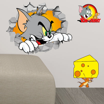 3D Cat and Mouse Wall Stickers for Kids' Room Decor