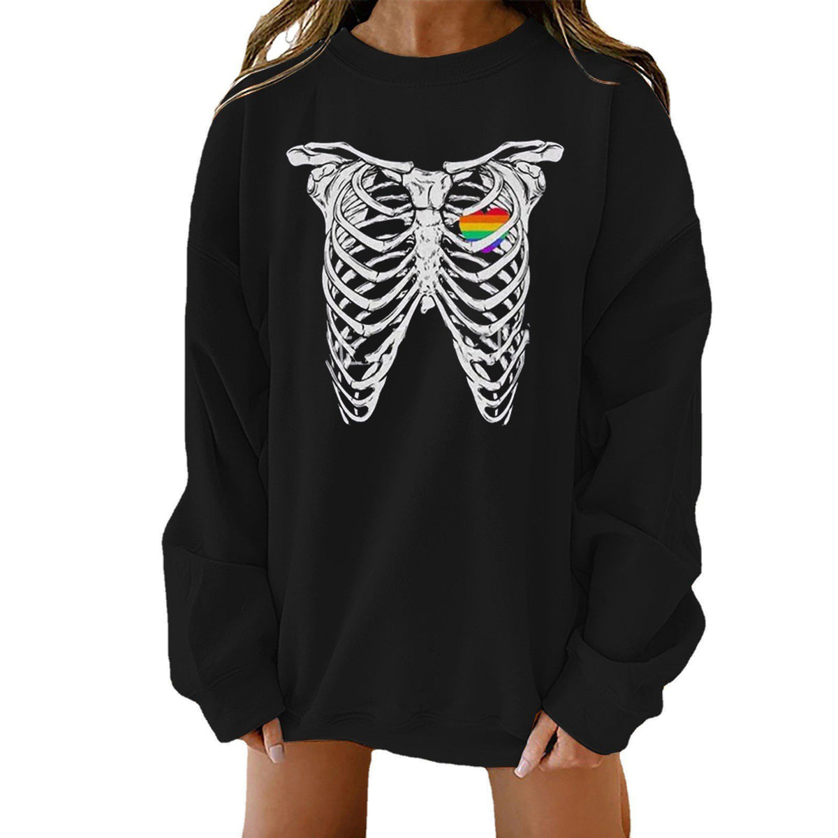 Halloween Print Loose-Fit Long-Sleeve Sweater
