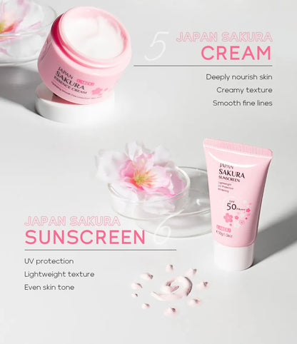 Japanese Cherry Blossom Skin Care Gift Set – Brightening & Hydrating Routine