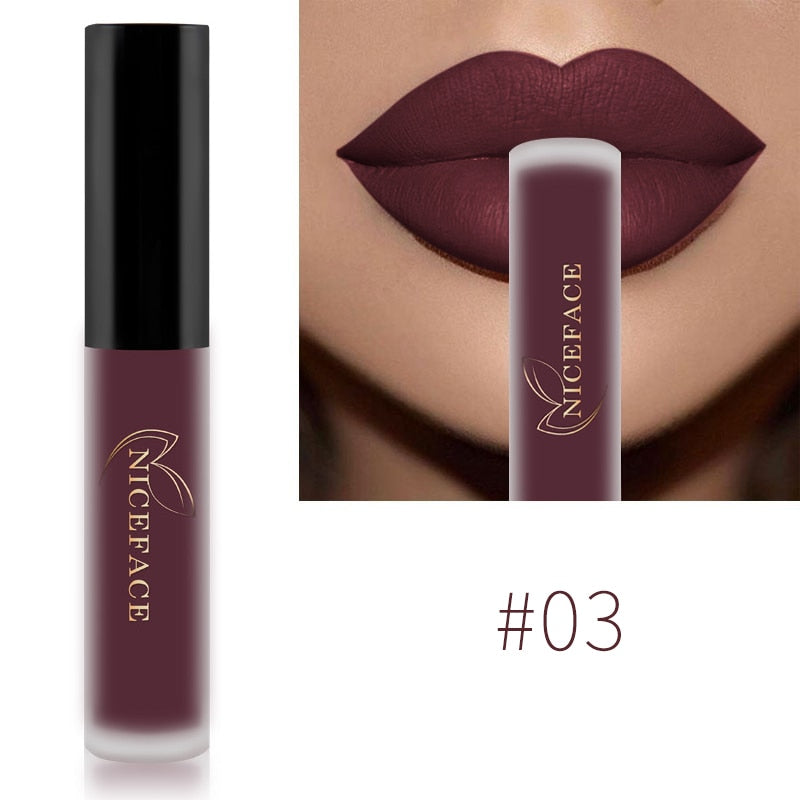 NICEFACE Matte Liquid Lipstick – 26 Shades, Waterproof Long-Lasting Lip Gloss