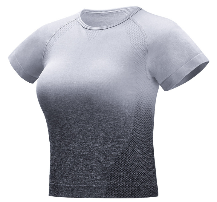 Yoga-Top mit Farbverlauf und kurzen Ärmeln – Activewear für Damen