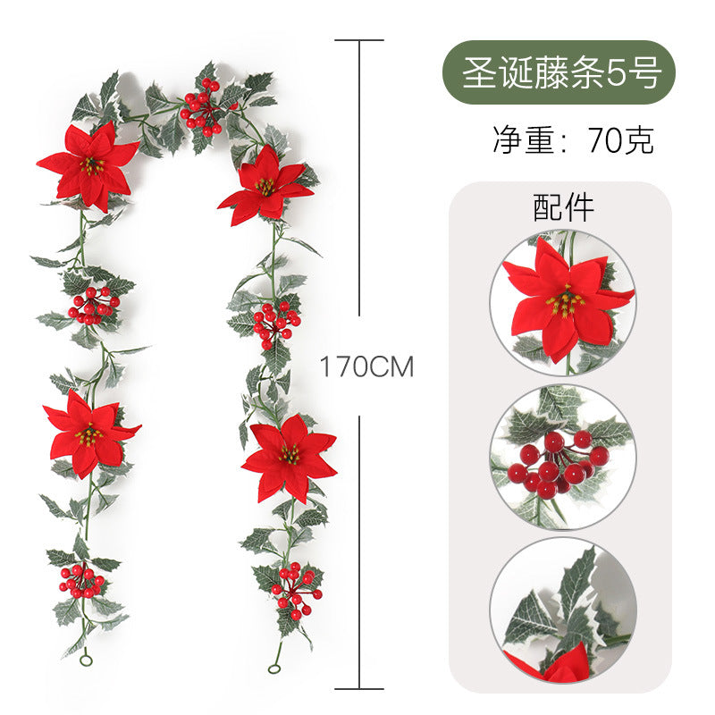 Christmas Berry Vine Garland – Artificial Red Berry Wall Decor