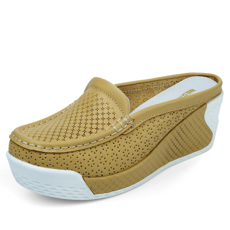 Women's Waterproof Leather Wedge Sandals