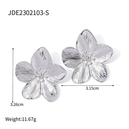 Matte Gold Flower Stud Earrings for Women