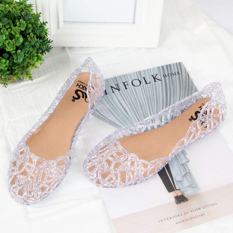 Crystal Jelly Hollow Mesh Sandals