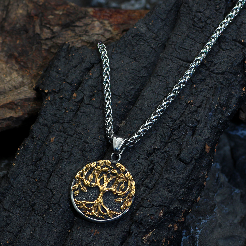 Men's Gold Tree Pendant Necklace