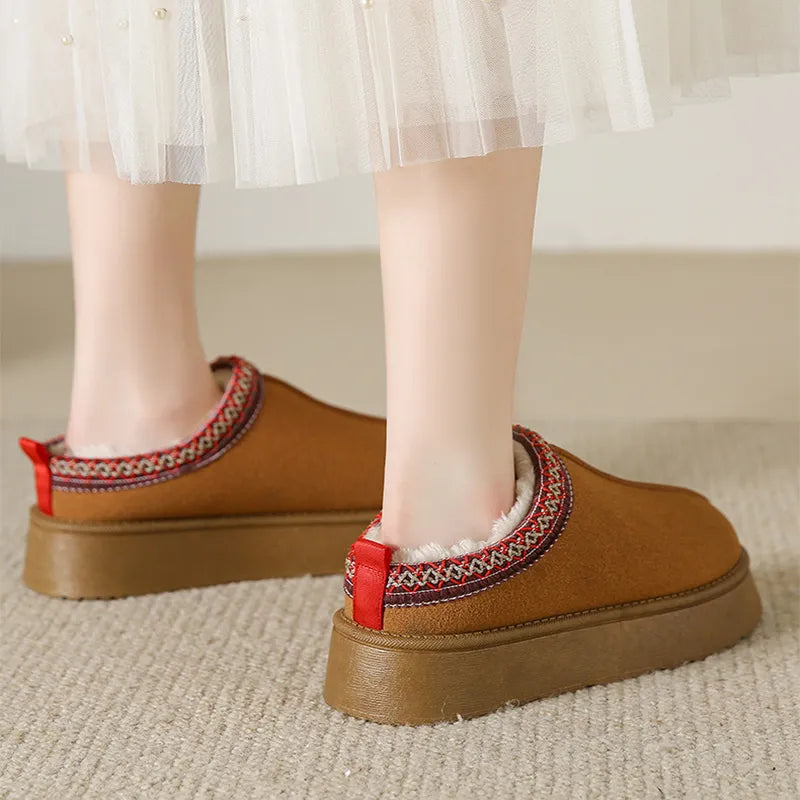 Women's Plush Fleece Ankle Slippers – Cosy Warm Indoor House Shoes