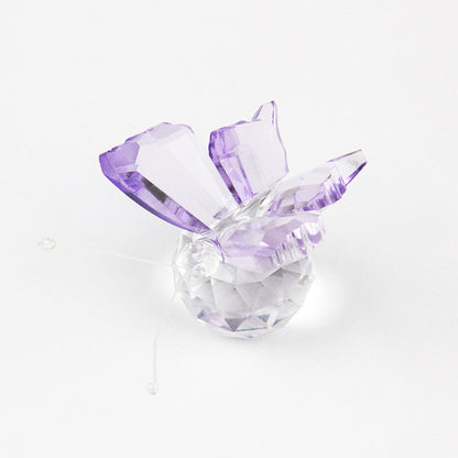 Glass Butterfly Figurine with Crystal Ball Base Decor
