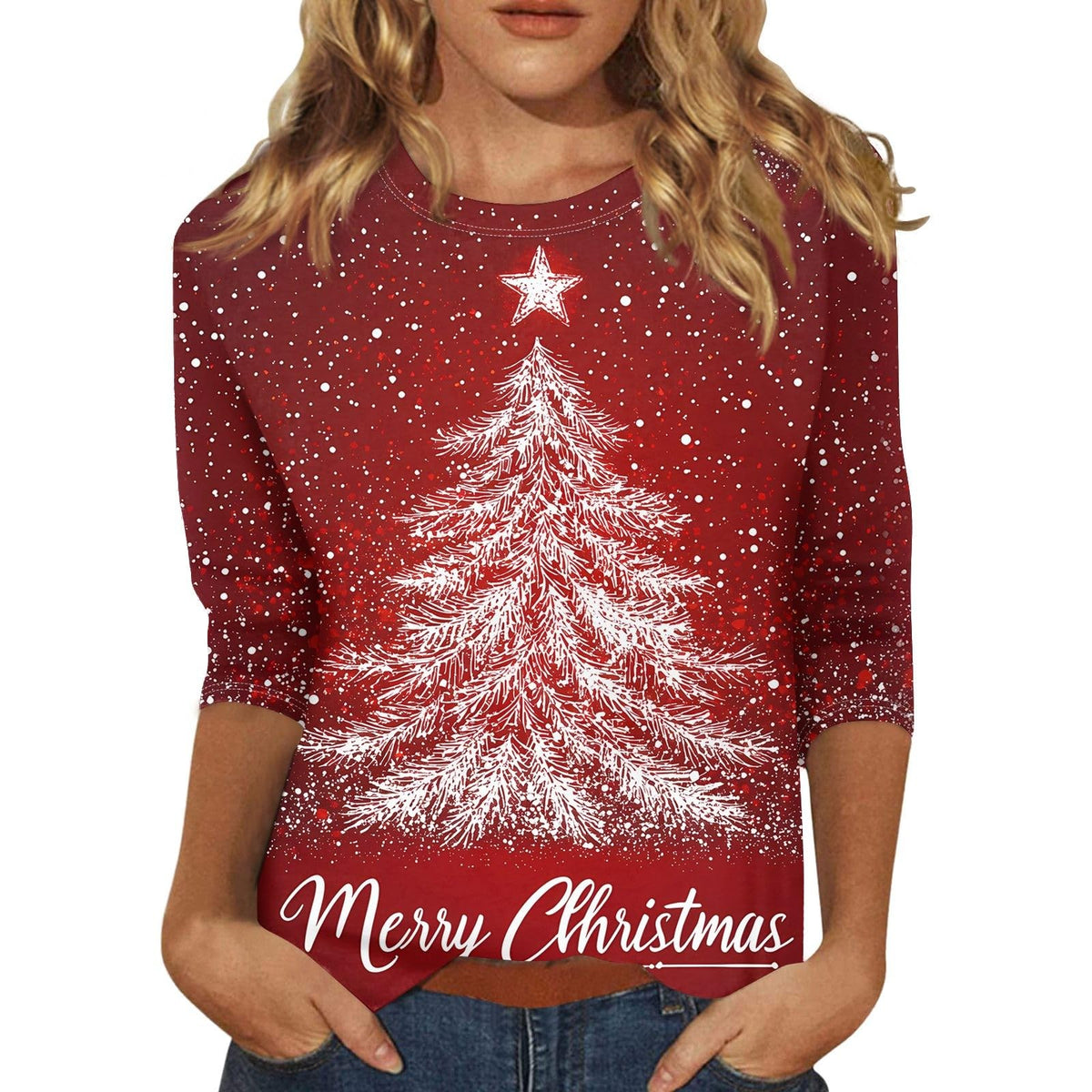 Women's Halloween Print Three-Quarter Sleeve Tunic
