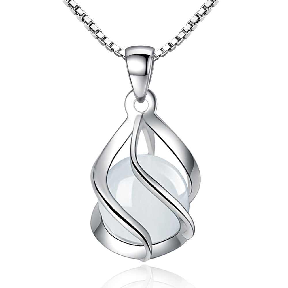 White Cat's Eye Stone Pendant