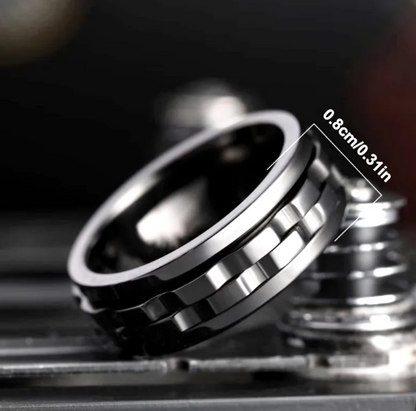 Stainless Steel Spinner Fidget Ring – Anti-Stress Spinning Band
