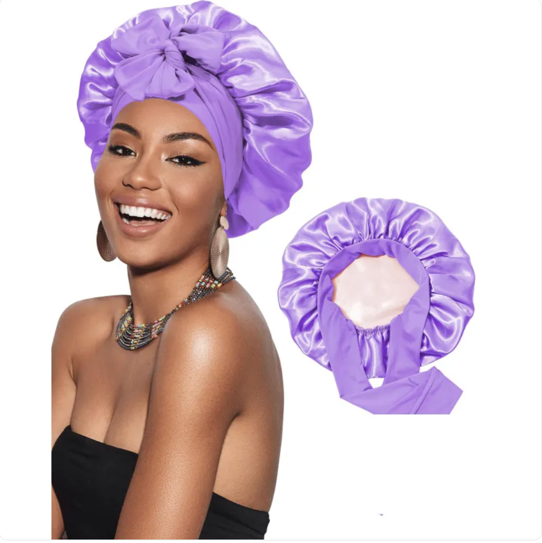 Double-Layer Bow Wide-Brimmed Hair Care Hat – Shower Cap & Hair Wrap for Women