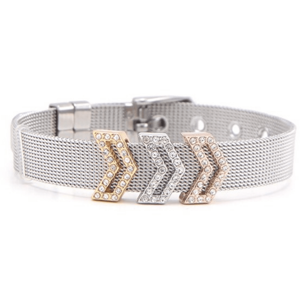 Three Chevron Pavé Bracelet Charm