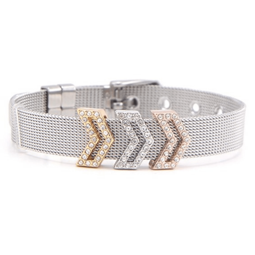 Three Chevron Pavé Bracelet Charm