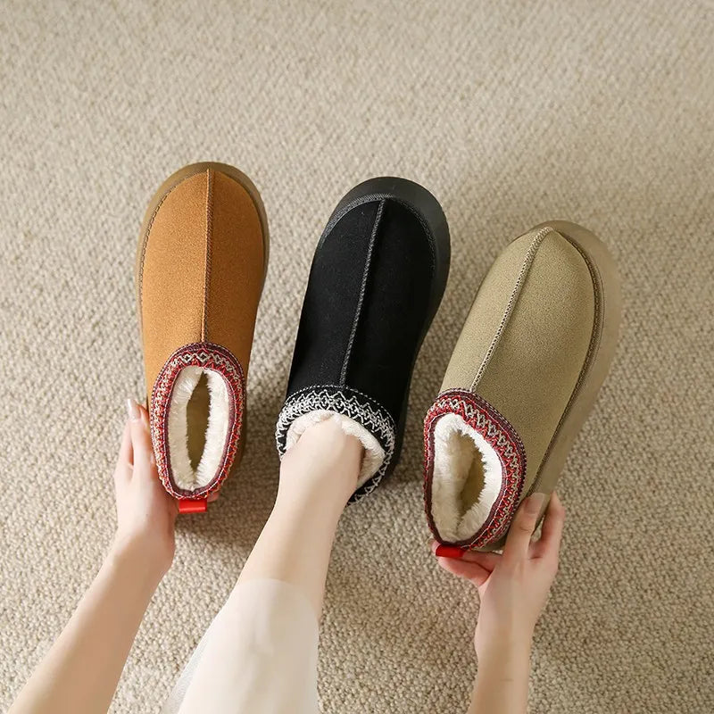 Women's Plush Fleece Ankle Slippers – Cosy Warm Indoor House Shoes