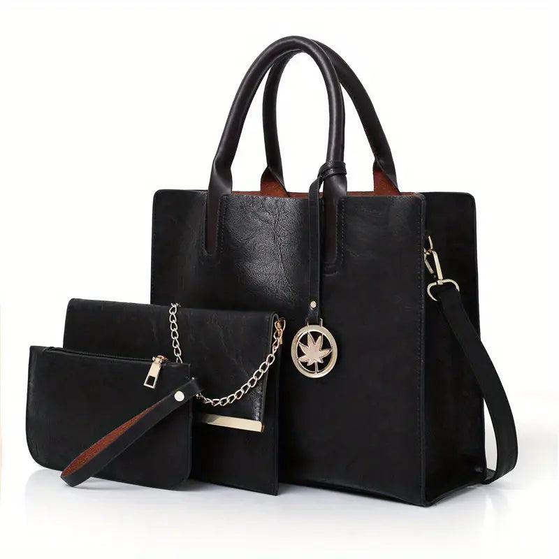 Classic PU Tote Bag – Large Solid Colour Handbag for Work & Everyday Use