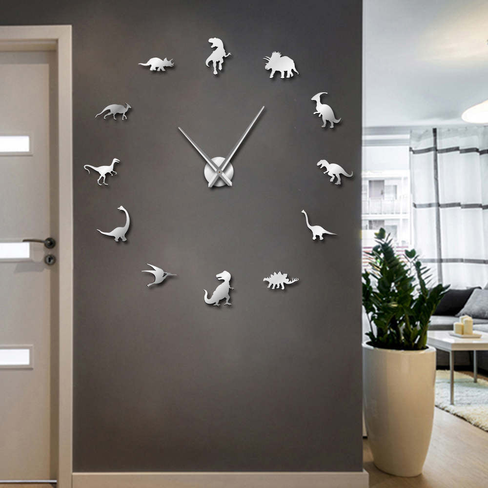 Dinosaurier-Wanduhr aus Acryl für Wohnzimmerdeko