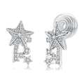 Silberne Stern-Ohrclips mit Zirkonia | Hypoallergen ohne Piercing